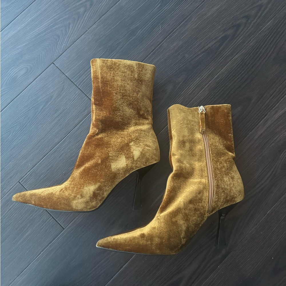 Gold suede Zara booties